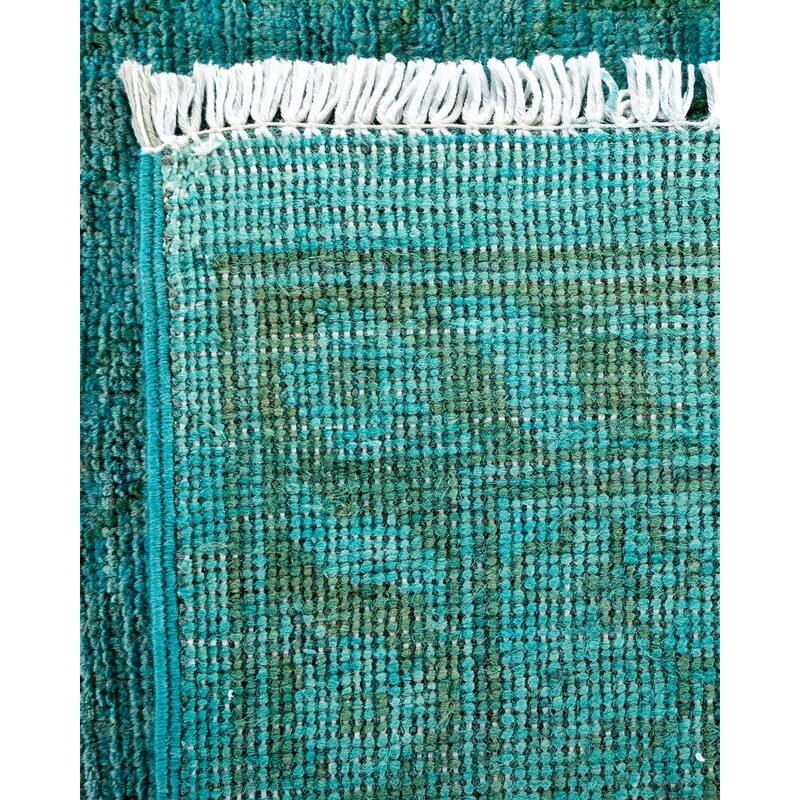 Overton Hand Knotted Wool Vintage Inspired Modern Contemporary Overdyed Blue Area Rug - 12' 4" x 17' 9"