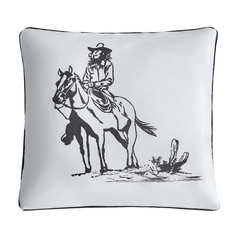 Paseo Road Ranch Life Black and White Rustic Cowboy Indoor/Outdoor Pillow, 20"x20" - Cowgirl