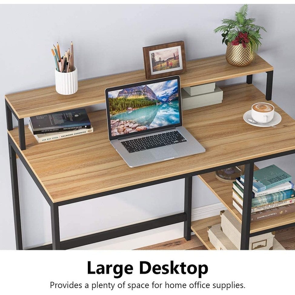Laptop desk with shop hutch
