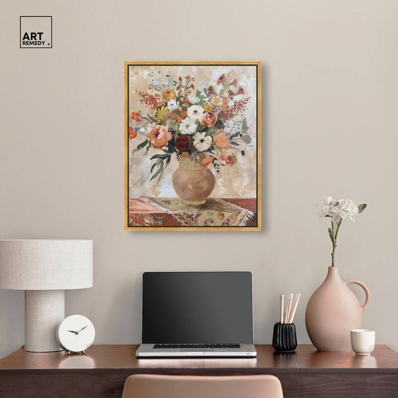 Clay Vase and Flowers Canvas by Art Remedy