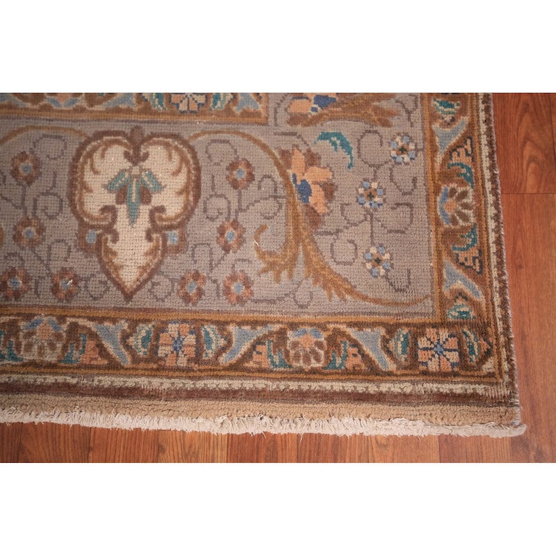 Gray Tabriz Persian Vintage Area Rug Handmade Wool Carpet - 9'6" x 12'9"