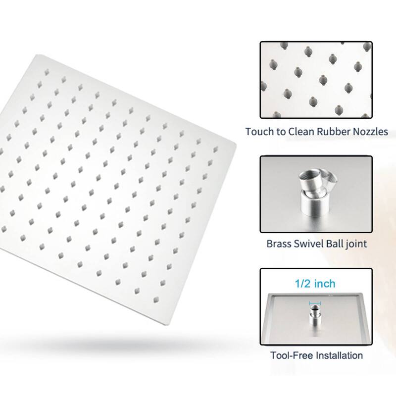 Bathlet 10 inch Rain Shower Head with Height/Angle Adjustable Extension Arm