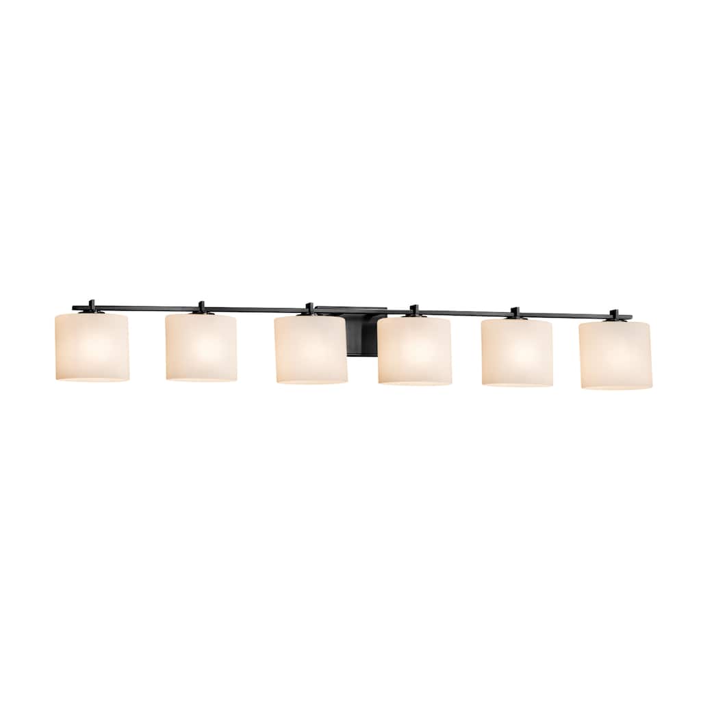 Justice Design Fusion Era 6-light Matte Black Bath Bar, Opal Oval Shade