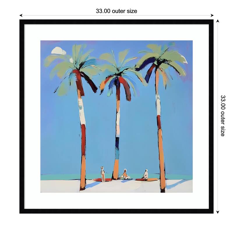 Three Palm Trees by Elena Avanesova Wood Framed Wall Art Print - Black