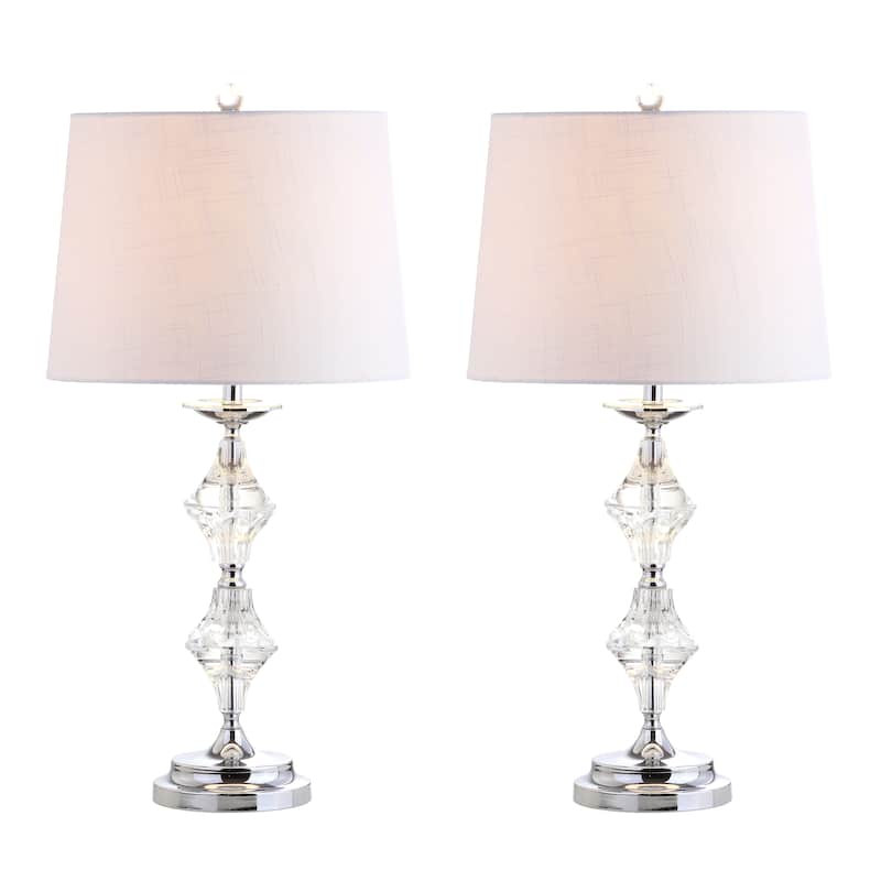 Chloe 27.5" Crystal LED Table Lamp, Clear/Chrome (Set of 2) by JONATHAN Y - Clear/Chrome