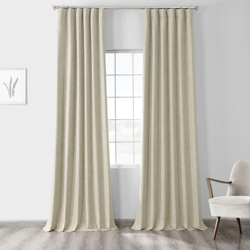 Exclusive Fabrics Vintage Thermal Cross Linen Weave Blackout Curtains (1 Panel) - 50 X 84 - Toasted Tan