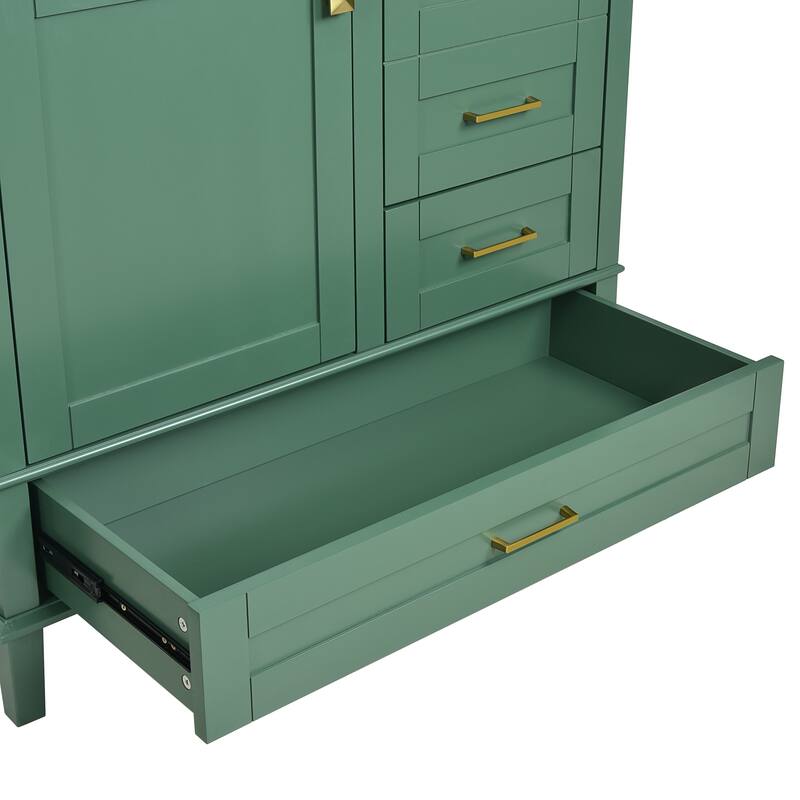 Simple Freestanding Bathroom Vanity Storage Cabinet with 3 Drawers of Different Sizes, Soft Close Door and Metal Handles