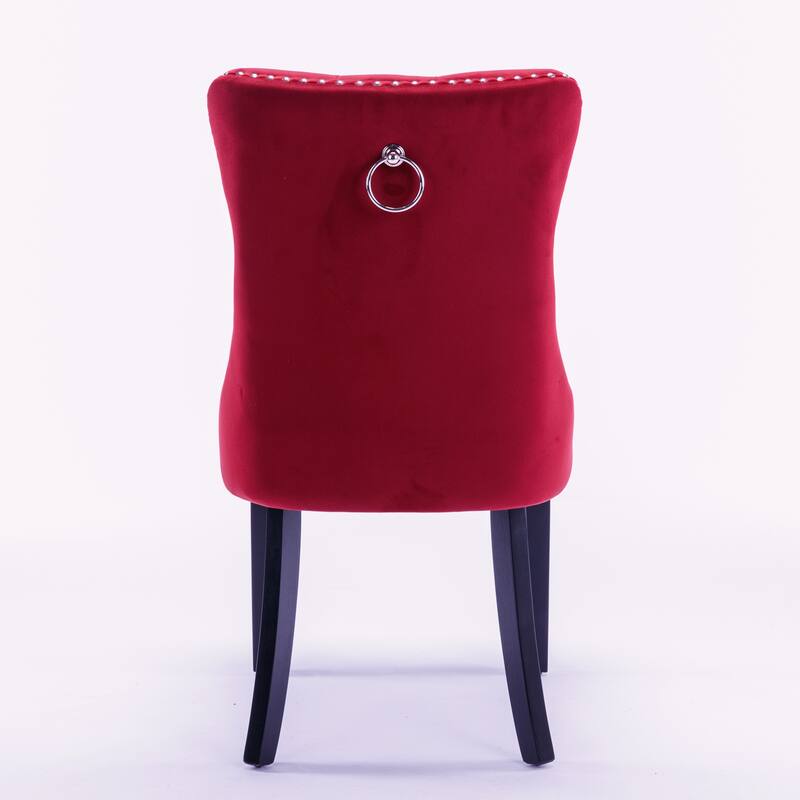 Nikki Collection Modern, High-end Tufted Solid Wood Velvet Upholstered Dining Chair with Wood Legs Nailhead Trim 2-Pcs Set