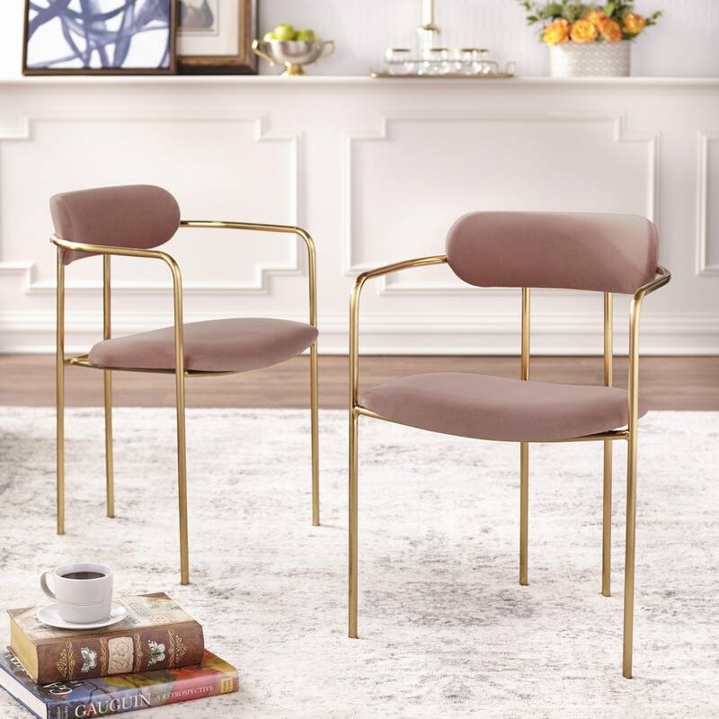 Simple Living Retro Velvet Dining Arm Chair (Set of 2)