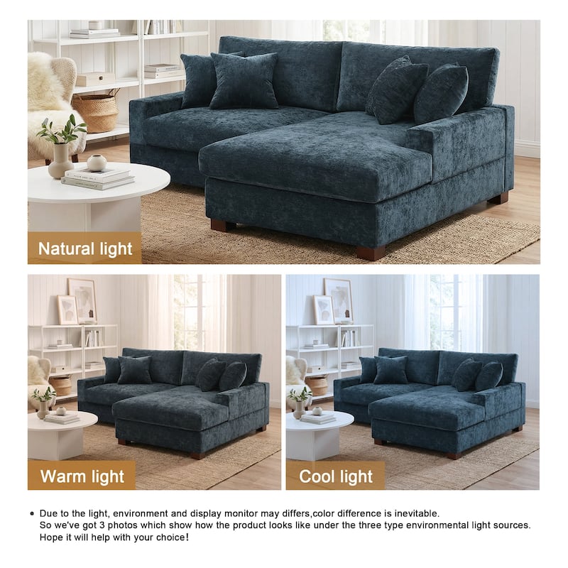 Modern Oversized Chenille Modular Sectional Sofa With Chaise