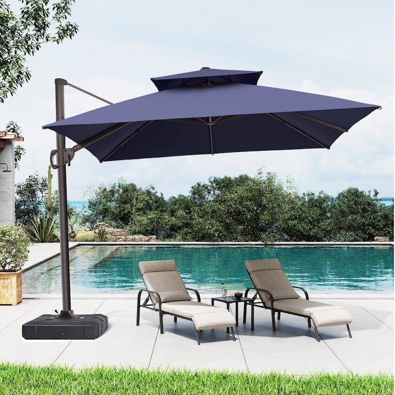 Pellebant 10 ft Square Patio Cantilever-Offset Umbrella 360 Degree Rotation