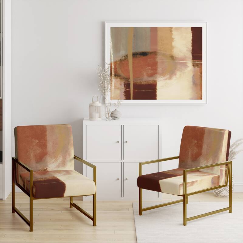 Designart "Chocolate Brown Elementary III" Upholstered Abstract Accent Chair and Modern & Contemporary Arm Chair