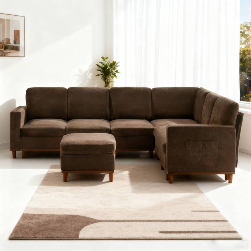 Modern Sofa Chair,Sectional Sofa with Soft Padding-Ideal for Living Room,Office & Dining Room - Brown