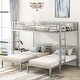 preview thumbnail 1 of 11, Full Over Twin & Twin Bunk Bed with Guardrail, MDF Shelf, Space-Saving Design, Silver