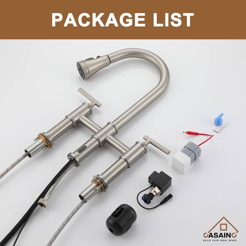 Double Handle Pull-Out Sprayer Bridge Kitchen Faucet