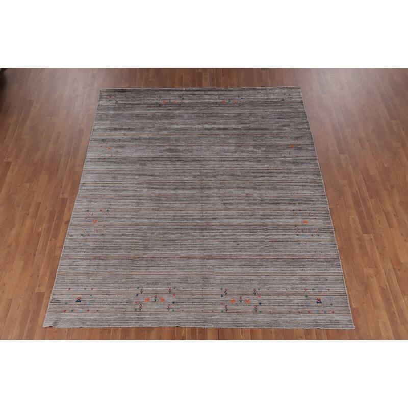 Hand Knotted Oriental 100% Wool Carpet Tribal Tribal Greys & Charcoal Gabbeh Area Rug - 9' 10'' X 8' 0''