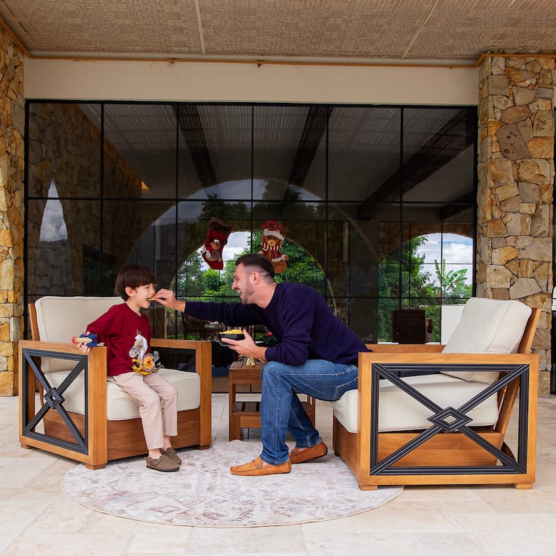 Cambridge Casual Provence 3-piece Teak Outdoor Conversation Set