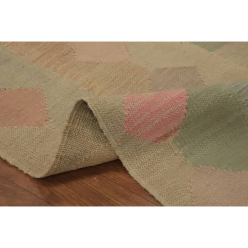 Hand Woven Oriental 100% Wool Carpet Southwestern Modern Multi-Colored Kilim Runner Rug - 7' 11'' X 1' 11''