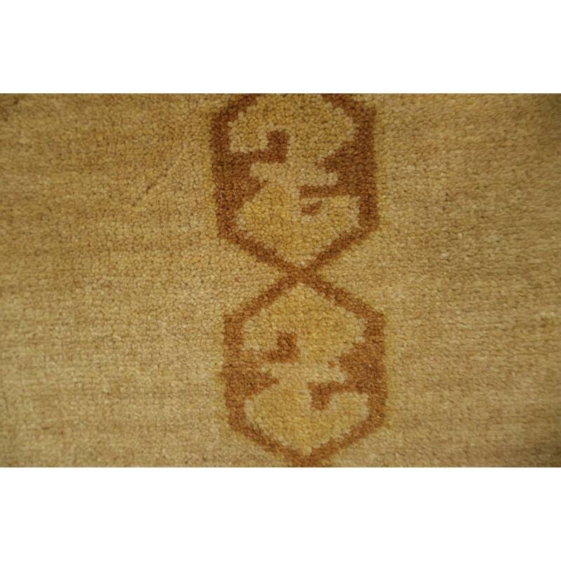 Hand Knotted Oriental 100% Wool Carpet Tribal Geometric Yellow & Gold Gabbeh Area Rug - 4' 8'' X 3' 6''