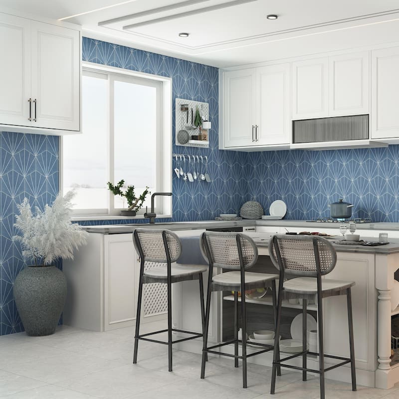 Merola Tile Aster Hex Azul 8-5/8" x 9-7/8" Porcelain Floor and Wall Tile - Case (25 Tiles)