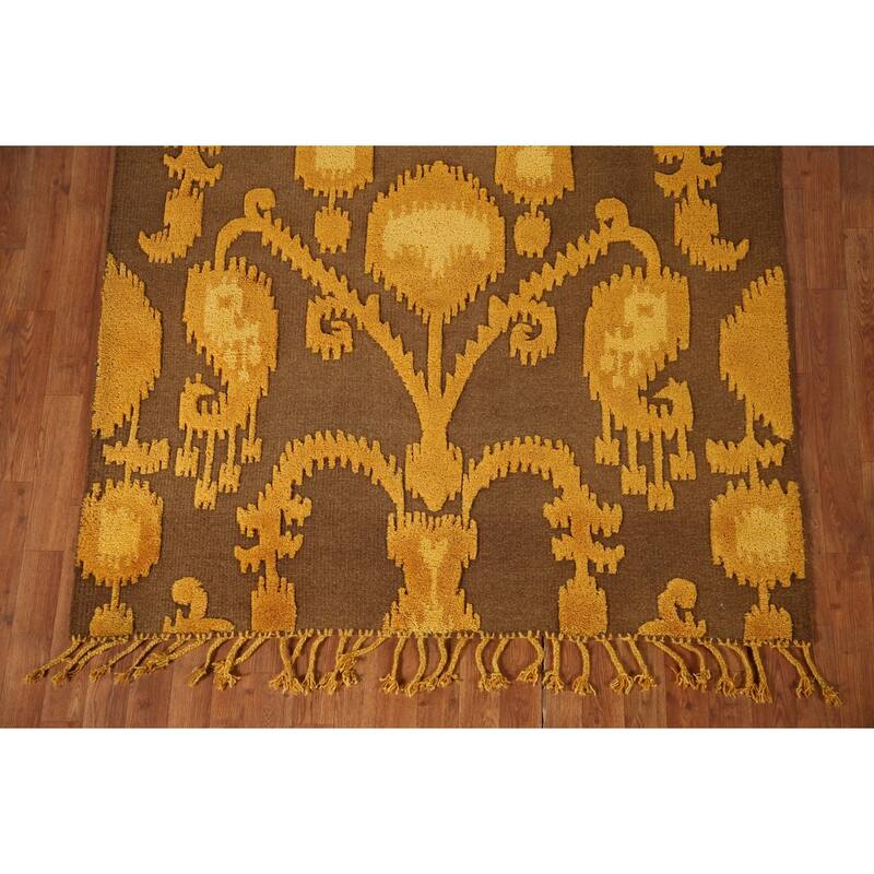 Gold Moroccan Indian Area Rug Hand-Knotted Wool Carpet - 5'0"x 8'0"