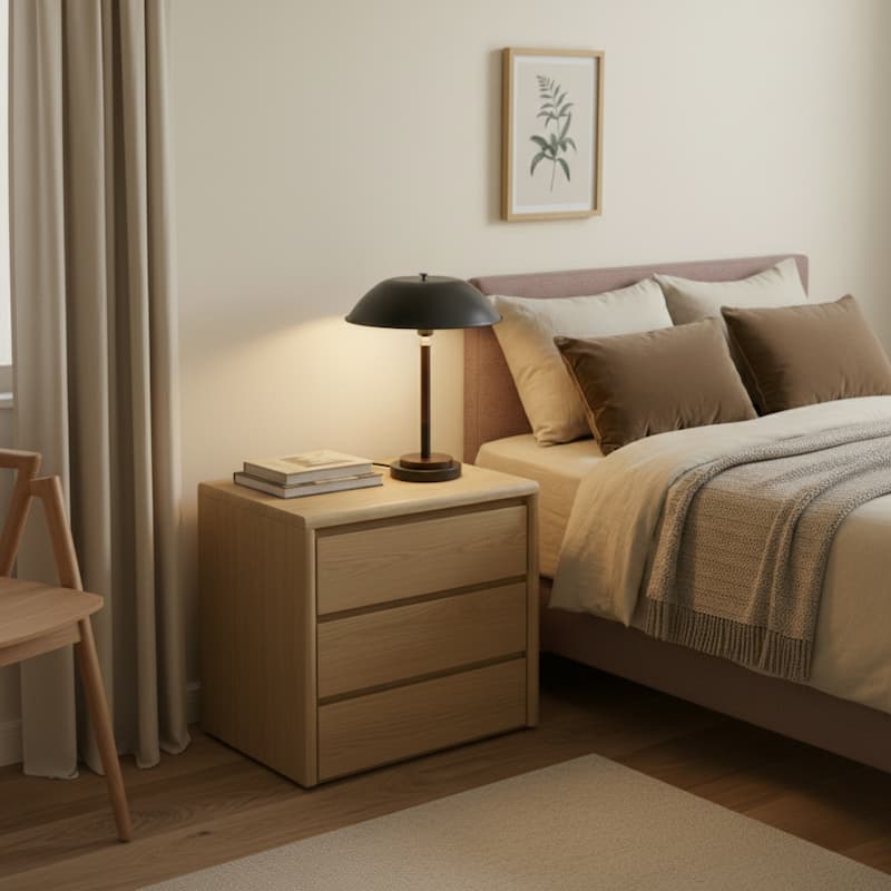 Kiara Mid-Century Modern Dome Table Lamp with Wooden Base