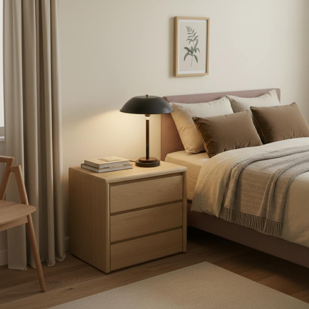 Kiara Mid-Century Modern Dome Table Lamp with Wooden Base