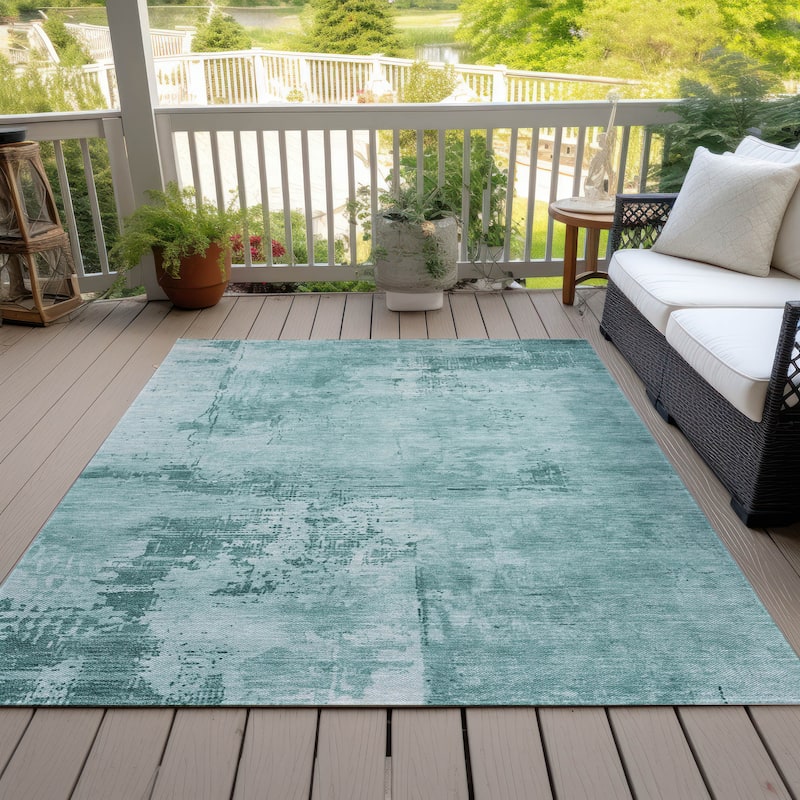 Machine Washable Indoor/ Outdoor Abstract Modern Chantille Rug