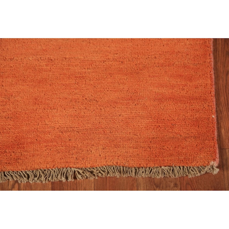 Orange Gabbeh Modern Rug Hand-Knotted Contemporary Wool Carpet - 3'10" x 5'10"
