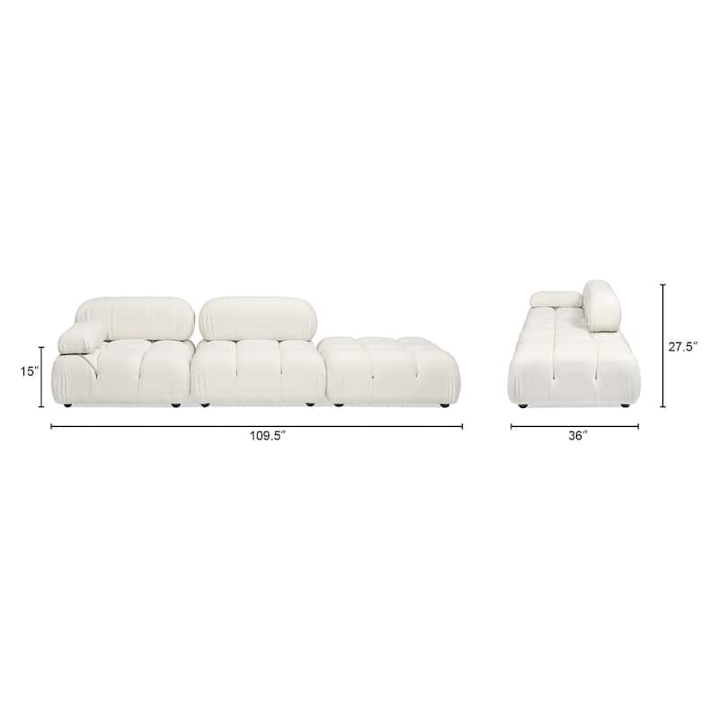 Marcel 109.5" Bubble Modular Modern Chaise Sofa