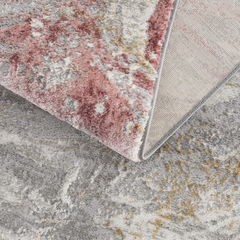 Hauteloom Liverpool Living Room, Bedroom Area Rug - Contemporary - Off White,Medium Gray,Light Gray - 9'2" x 12'