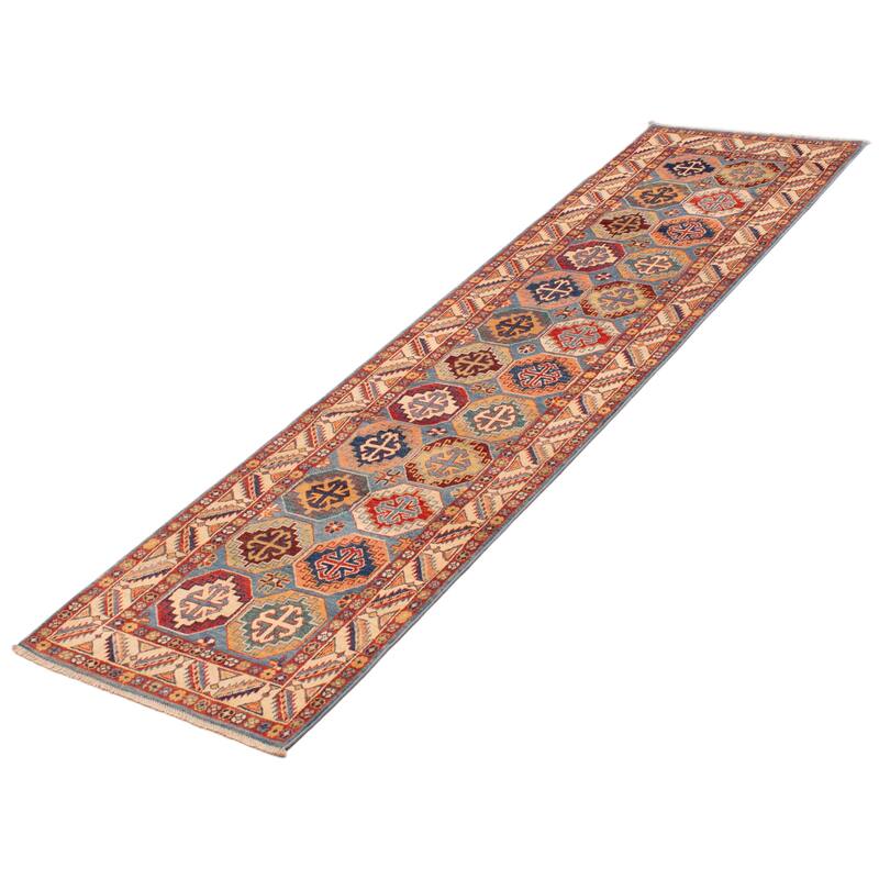 ECARPETGALLERY Hand-knotted Uzbek Ghazni Blue Wool Rug - 2'7 x 10'0