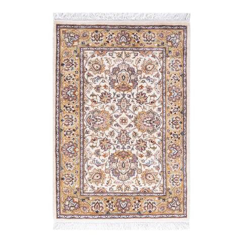 One of a Kind Hand Knotted Traditional Oriental Traditional Area Rug - 3' 2" X 2' 2"