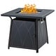 preview thumbnail 10 of 8, Gas Fire Pit Table, 28 Inch 50,000BTU Progane Fire Pits Table with Blue Fire Glass and Lid, Black