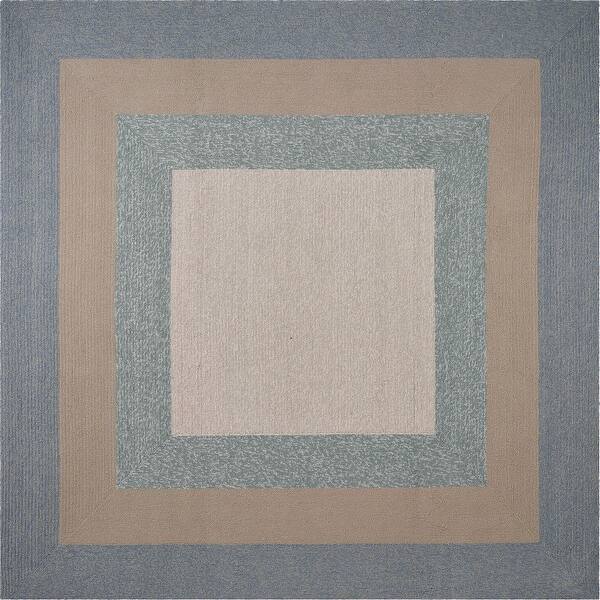 7' Spa Blue Hand Hooked Uv Treated Bordered Round Indoor Outdoor Area Rug 7' Spa Blue Hand Hooked Uv Treated Bordered Round Indoor Outdoor Area Rug