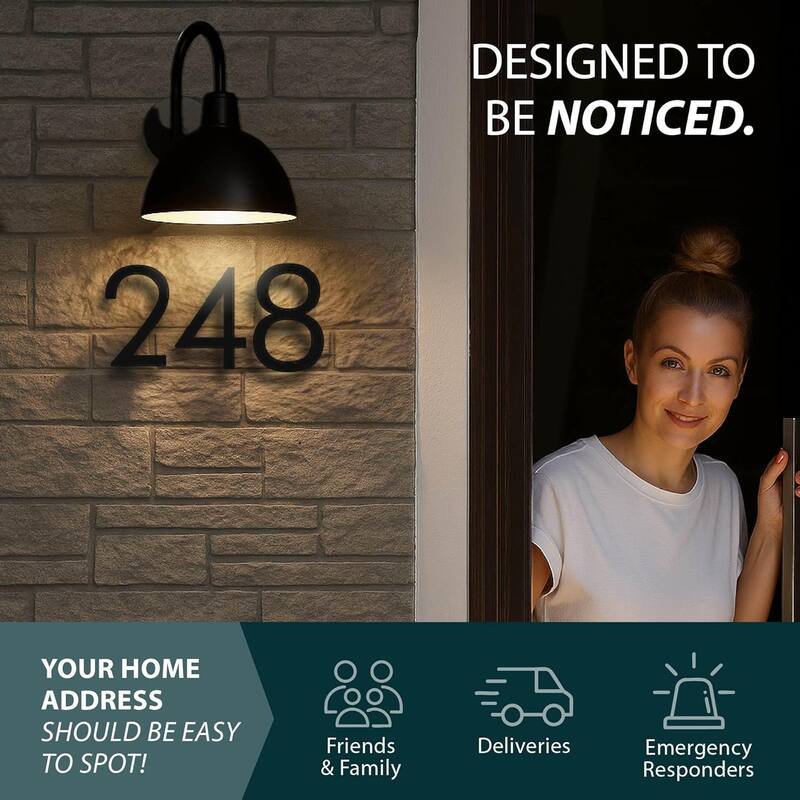 Mega Handles Modern Metal House Numbers | Heavy Duty Outdoor Address Digits | Easy to Install, Floating or Flush Mount Design