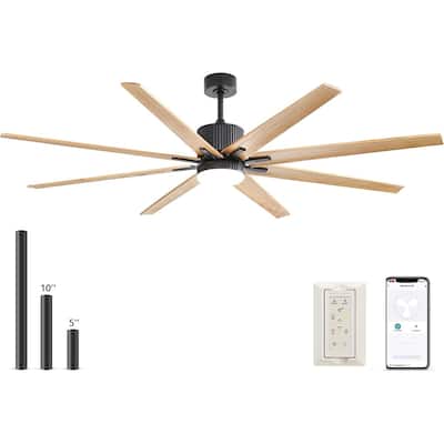 76 Inch Smart LED Ceiling Fan Lights with APP/Voice/Remote Control, Versatile Large Reversible Ceiling Fans with 3 Down Rods