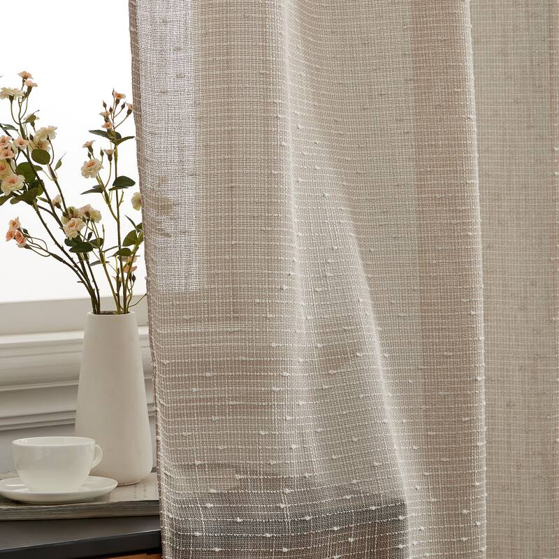 HLC.ME Emily Faux Linen Semi Sheer Light Filtering Transparent Grommet Lightweight Window Curtains Drapery Panels, 2 Panels