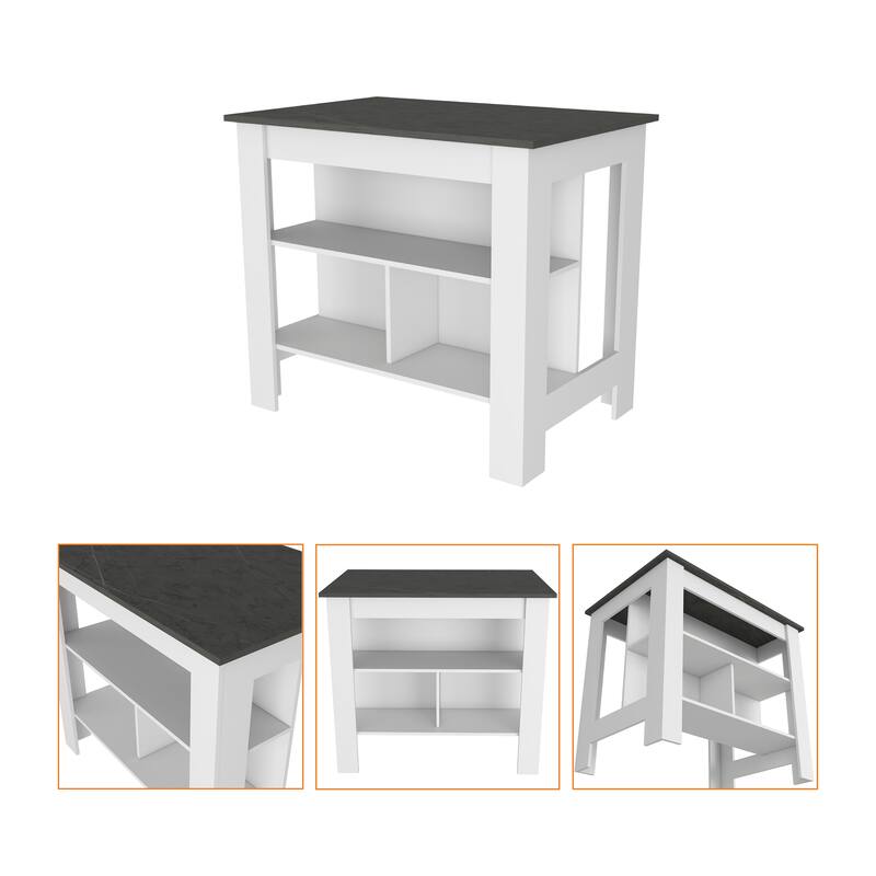 TUHOME Phoenix 2-Piece Kitchen Set with Kitchen Island and Utility Sink Cabinet - N/A