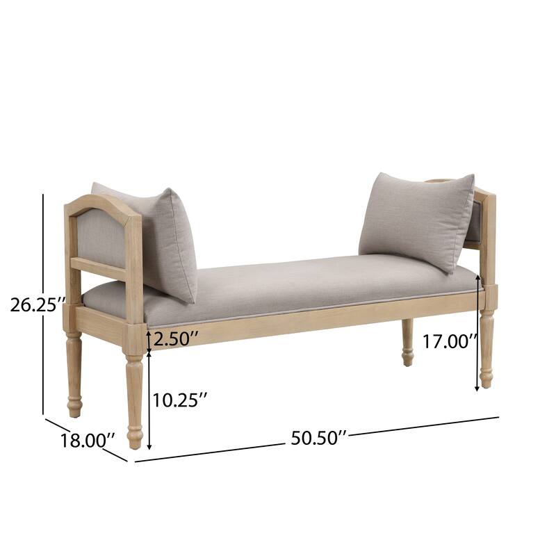 Christopher Knight Home - Elora Upholstered Bench with Turned Legs and Side Cushions