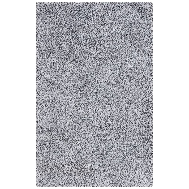 SAFAVIEH Handmade Ortanta Shag Bibeta Wool Rug - 8' x 10' - Ivory/Black