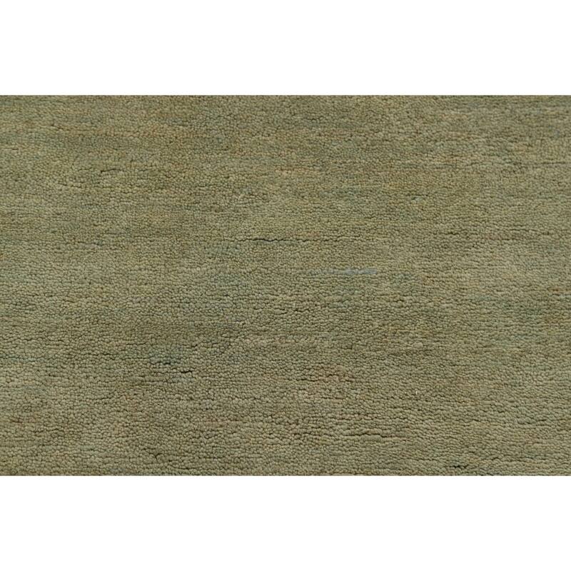 Green Modern Gabbeh Oriental Foyer Rug Hand-Knotted Wool Carpet - 2'7"x 4'1"