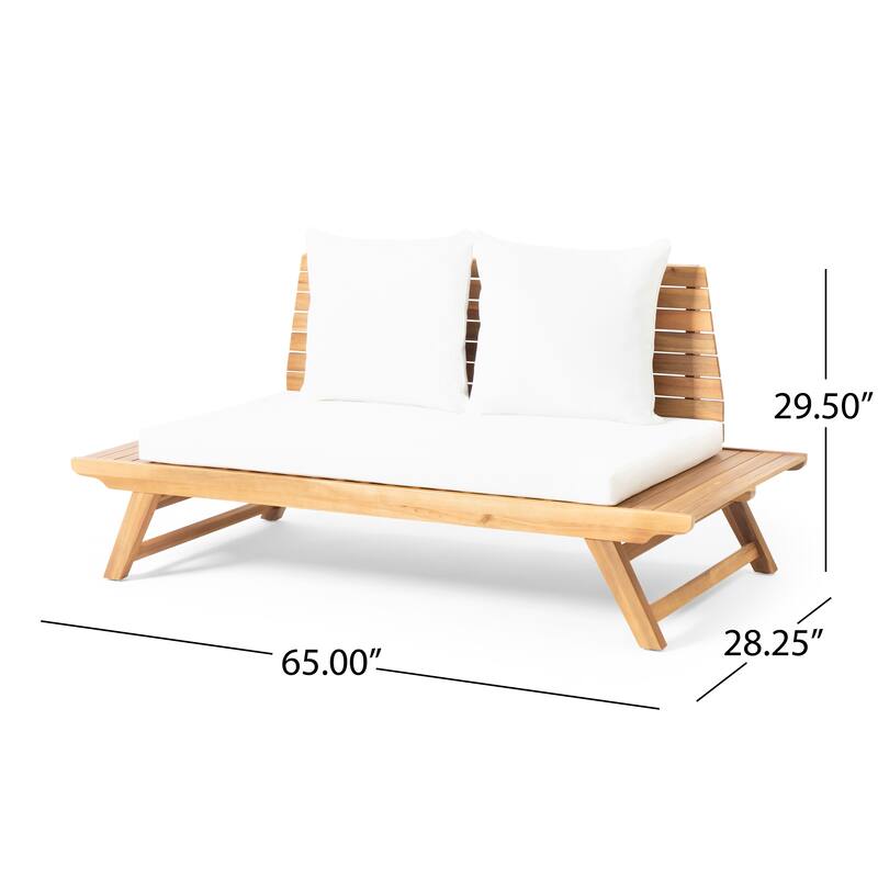 Roomfitters Outdoor Wood Loveseat with Cushions, Patio Seating Bench