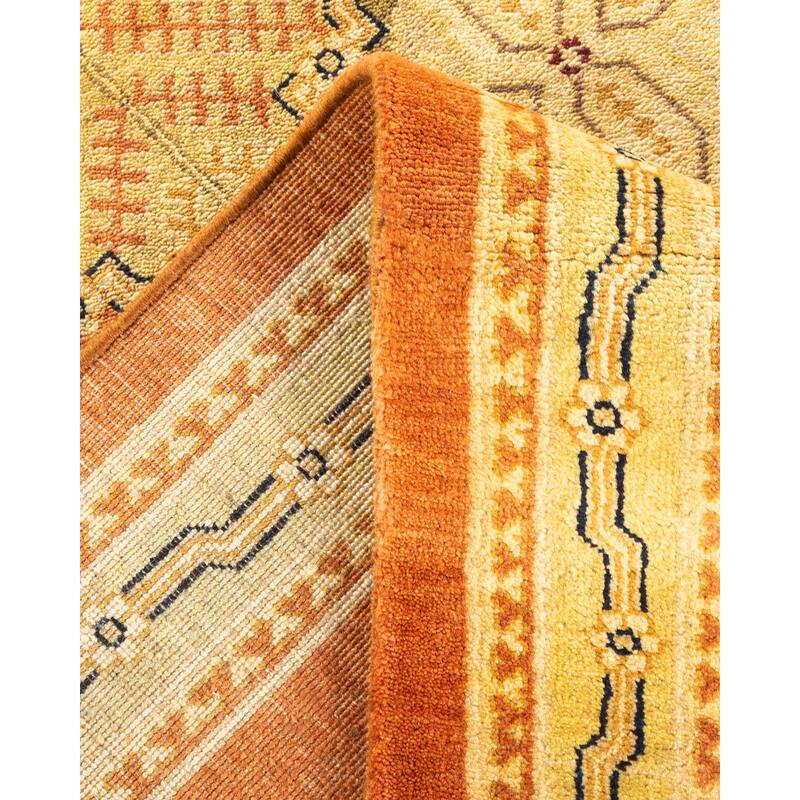 Overton Handknotted Wool Contemporary Floral Brown Area Rug - 8' x 10'