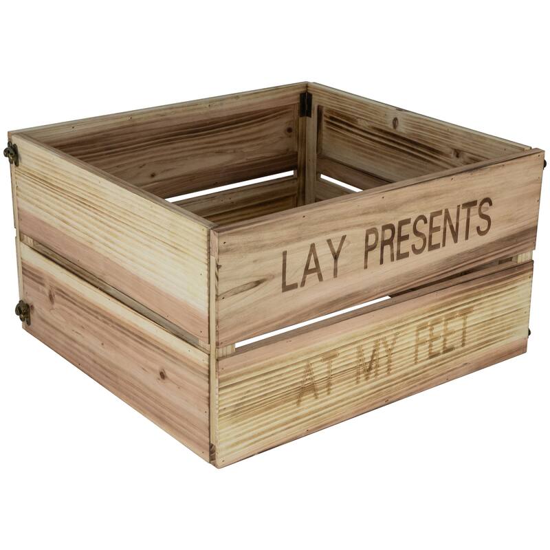 18" Wood Crate "Lay Presents at My Feet" Christmas Tree Collar - 18