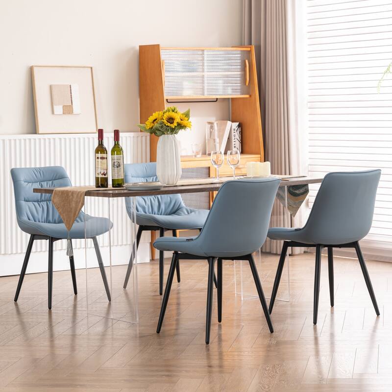 Faux Leather Dining Chairs Set of 2, Modern Upholstered Seat