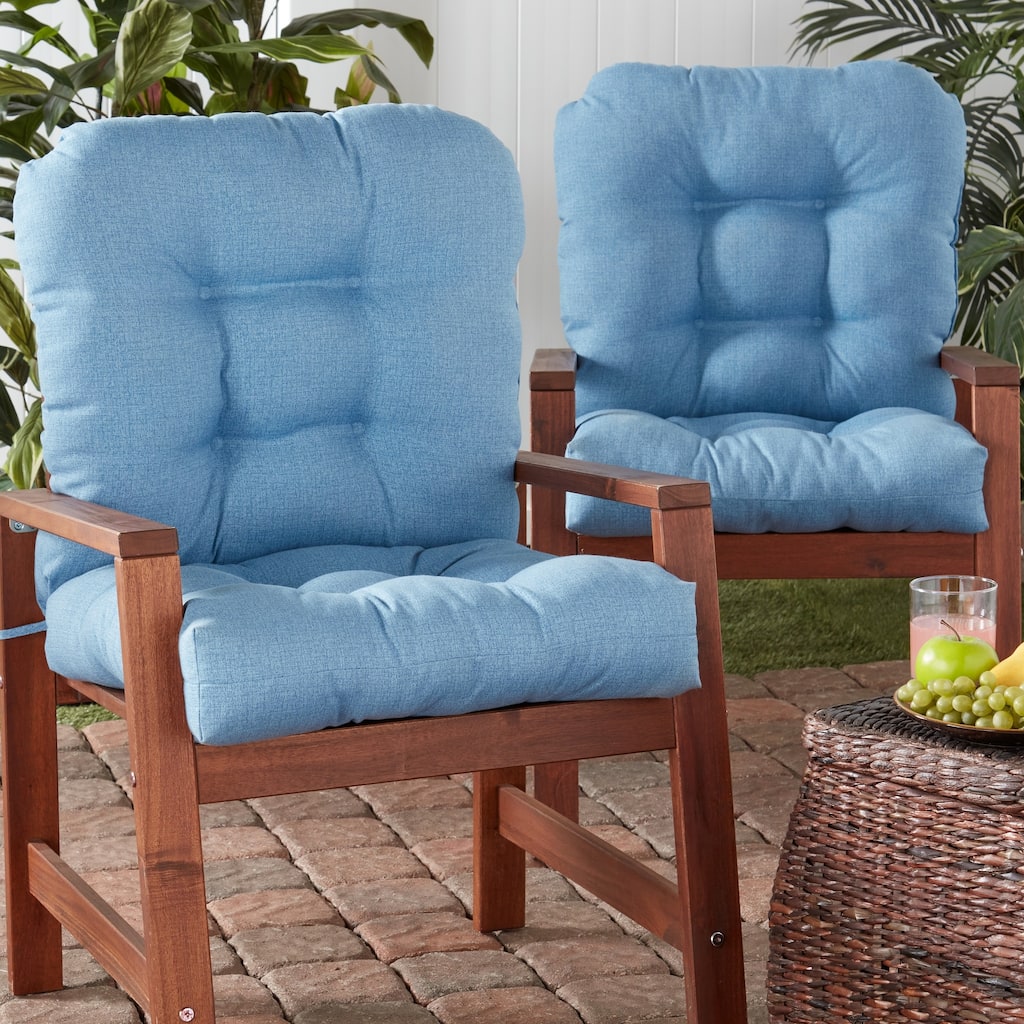Outdoor 21 x 42-inch Heathered Solid Seat/Back Chair Cushion (Set of 2) (Cushions Only)