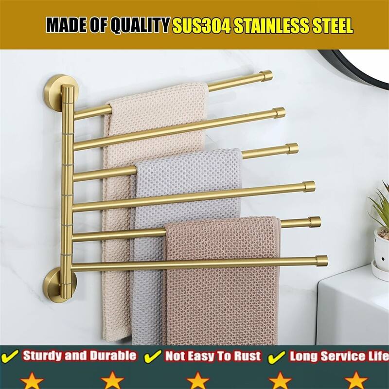 Folding Hand Towel Bar 4 Bars Arm Towel Holder Towel Hanger for Bathroom Wall Mount