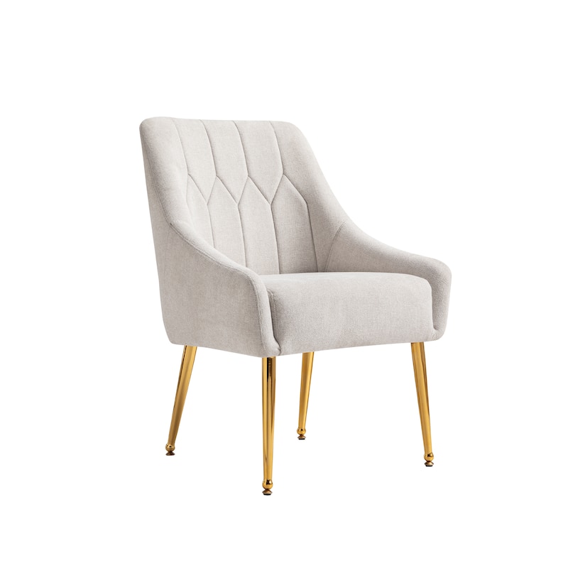 Corvus Abigail Upholstered Accent Chair with Metal Legs - Beige