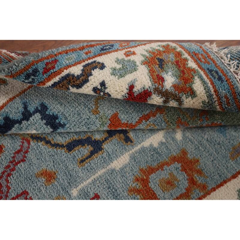 Transitional Blue Oushak Oriental Accent Rug Handmade Wool Carpet - 3'1"x 4'10"